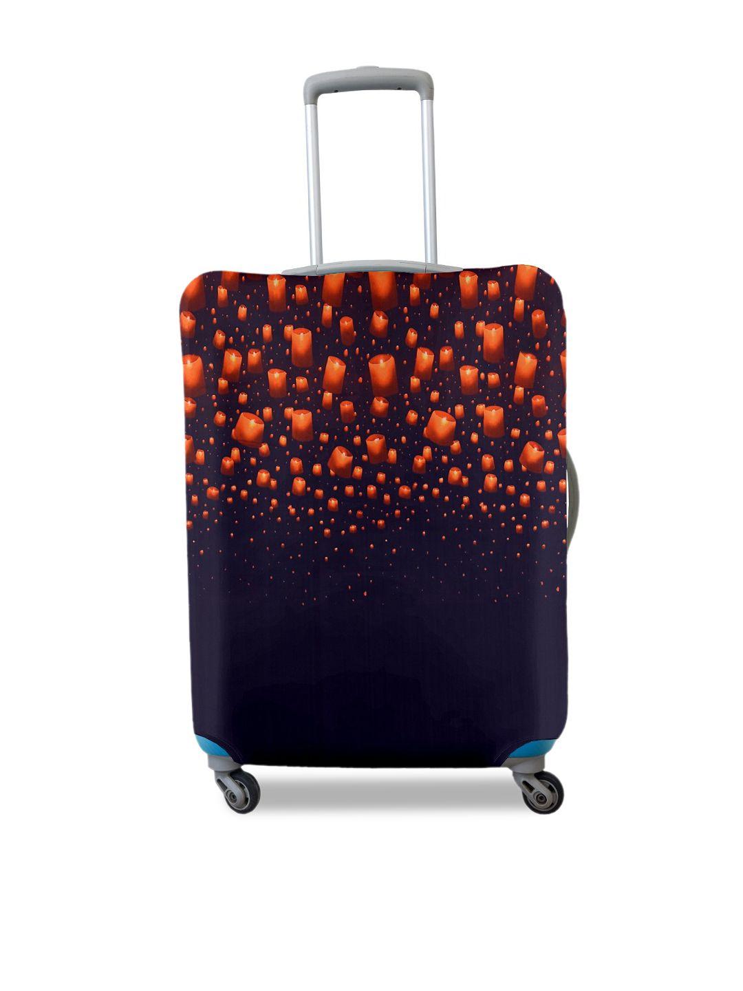 cortina navy blue & orange printed protective large trolley bag cover