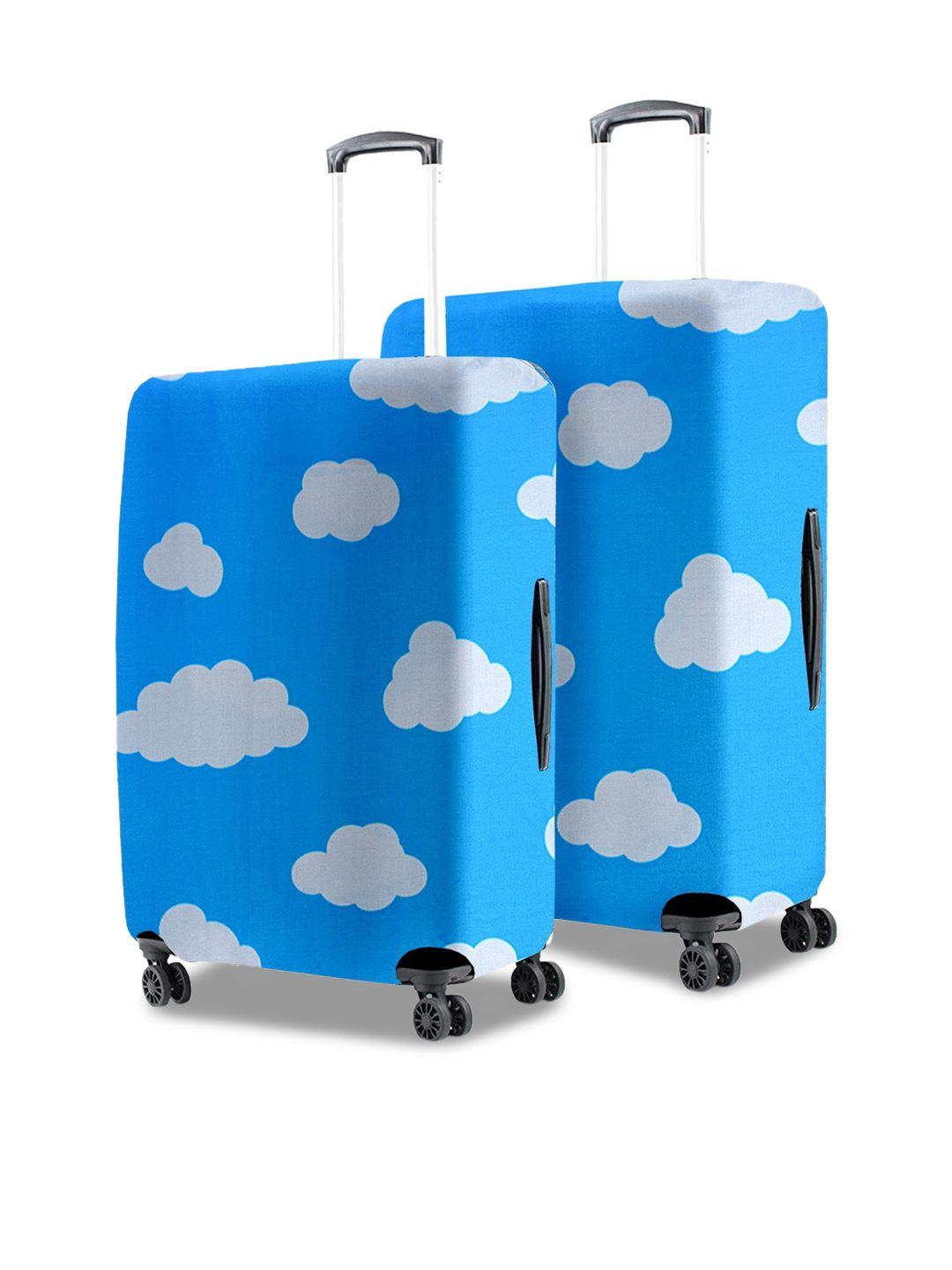 cortina set of 2 blue & white printed trolley bag cover