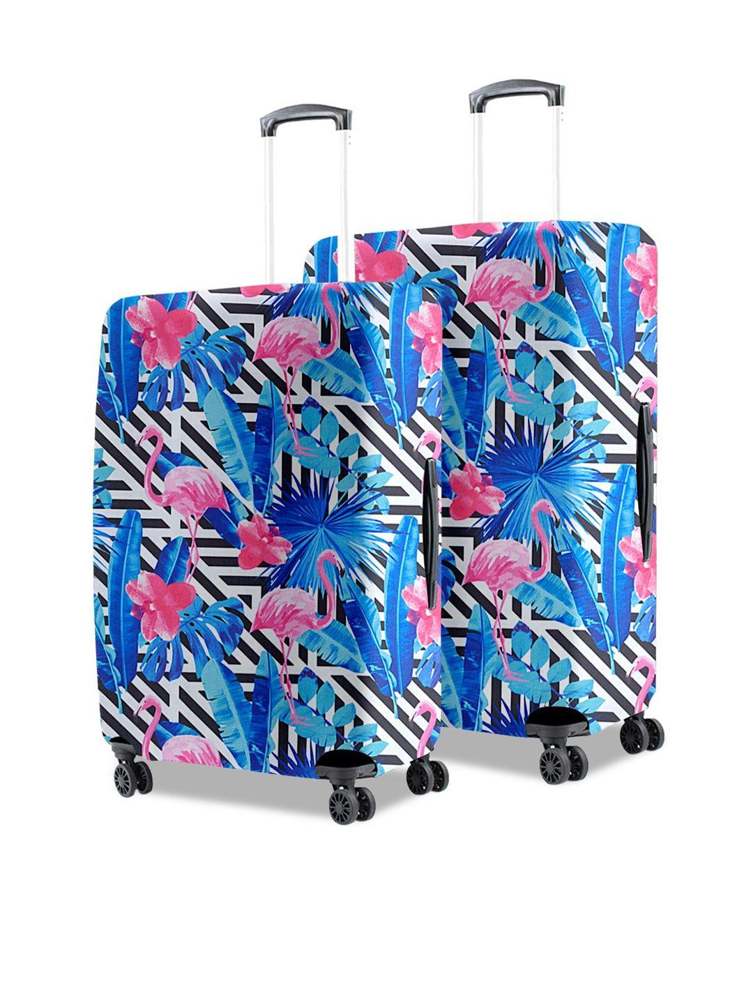 cortina set of 2 blue printed protective luggage cover