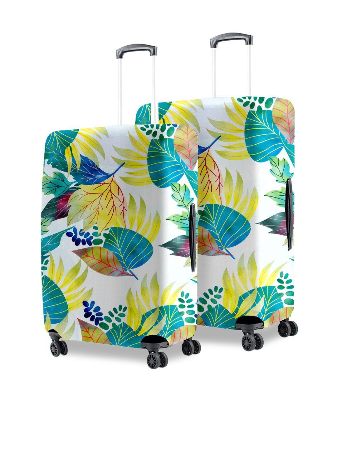 cortina set of 2 green & white printed trolley bag cover