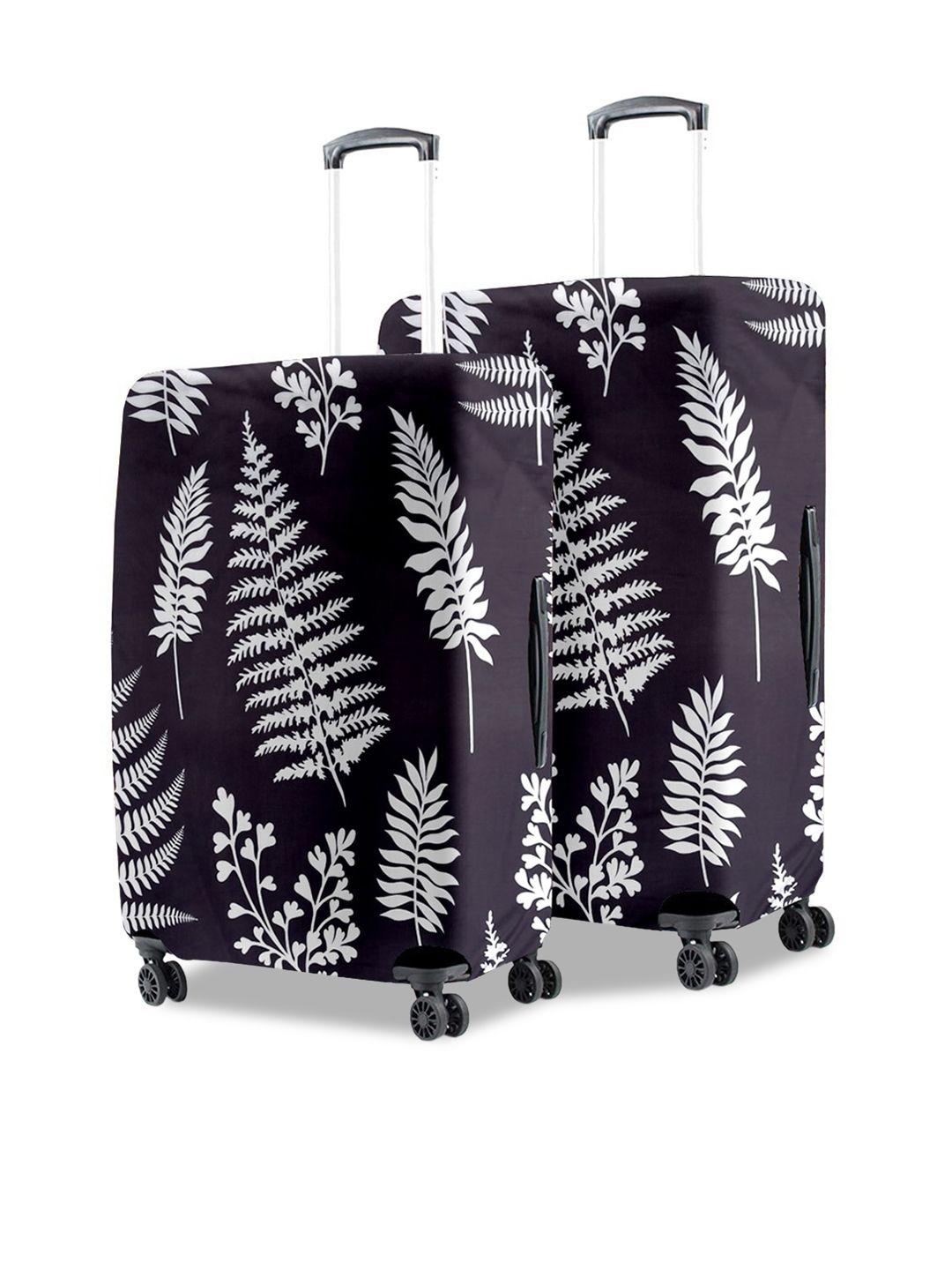 cortina set of 2 navy blue & white printed luggage covers