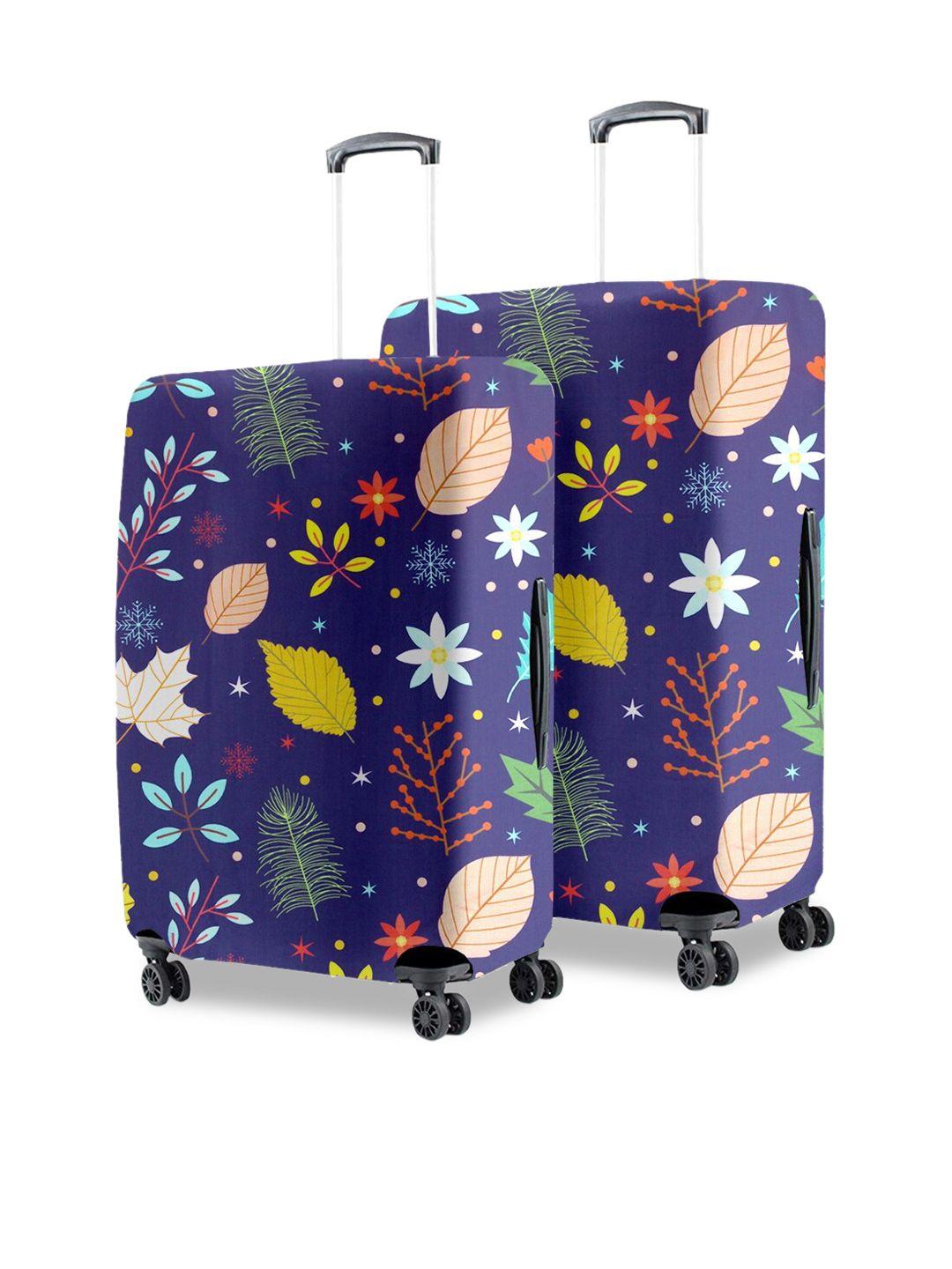 cortina set of 2 purple & white printed protective luggage cover