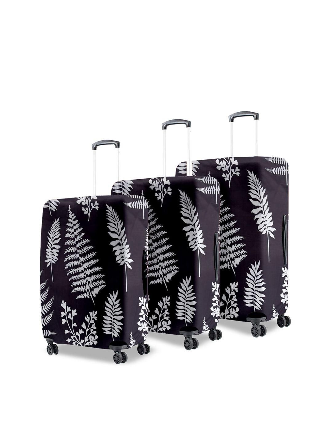 cortina set of 3 black printed trolley bags