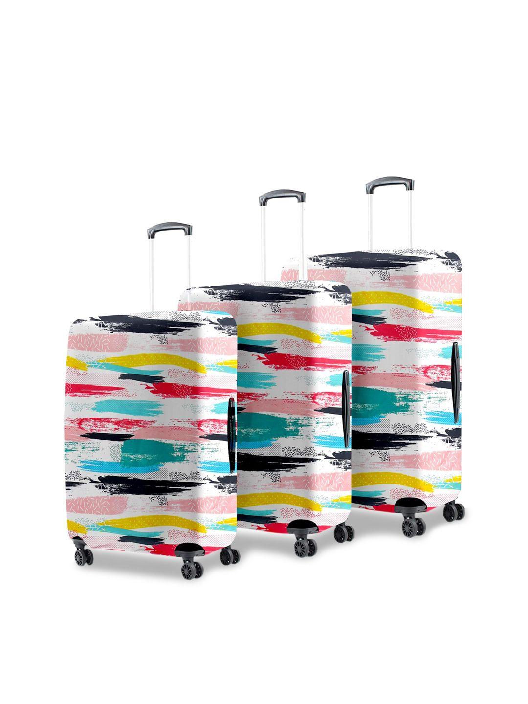 cortina set of 3 maroon printed trolley bag covers