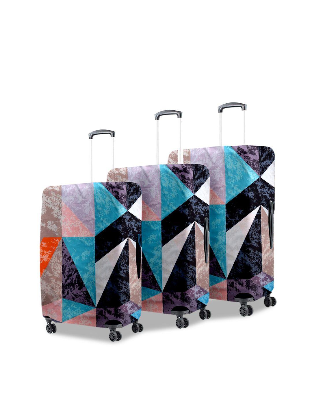 cortina set of 3 maroon printed trolley bag covers
