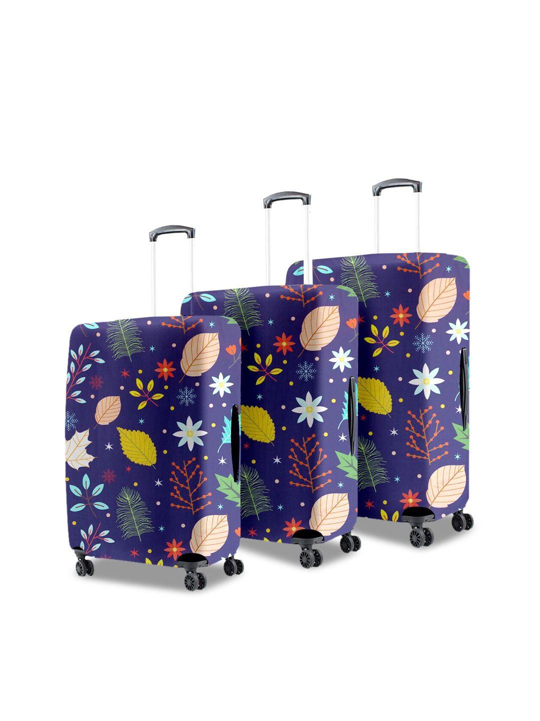 cortina set of 3 purple & white printed protective luggage cover