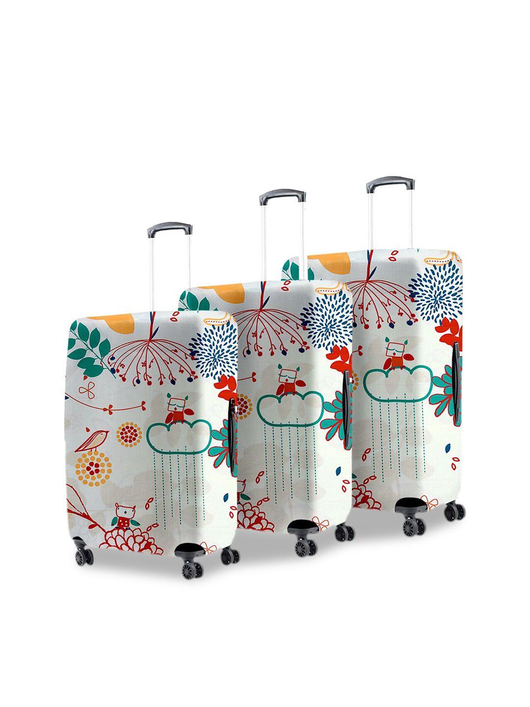 cortina set of 3 white printed trolley bag cover