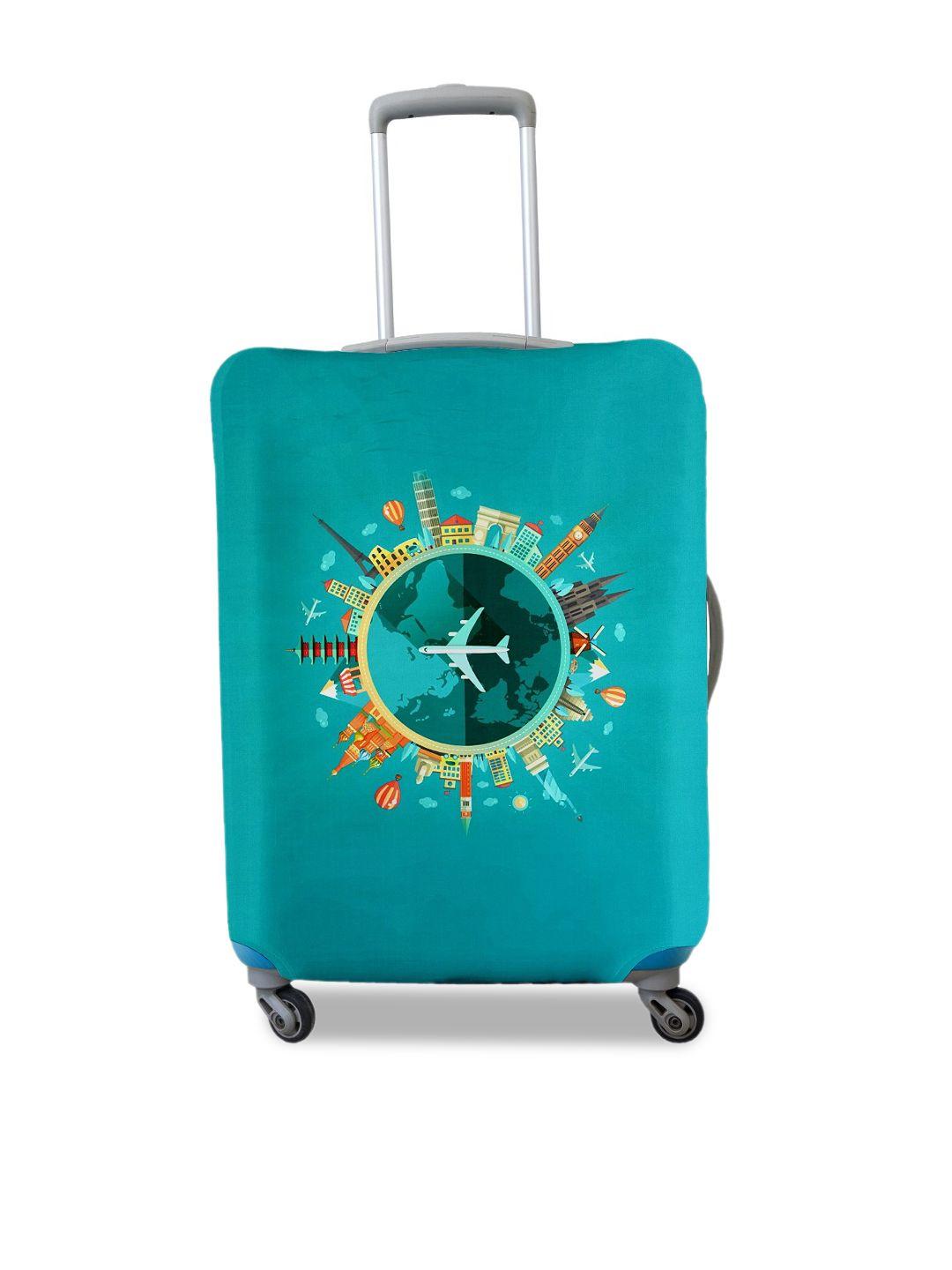 cortina turquoise printed protective large trolley bag cover