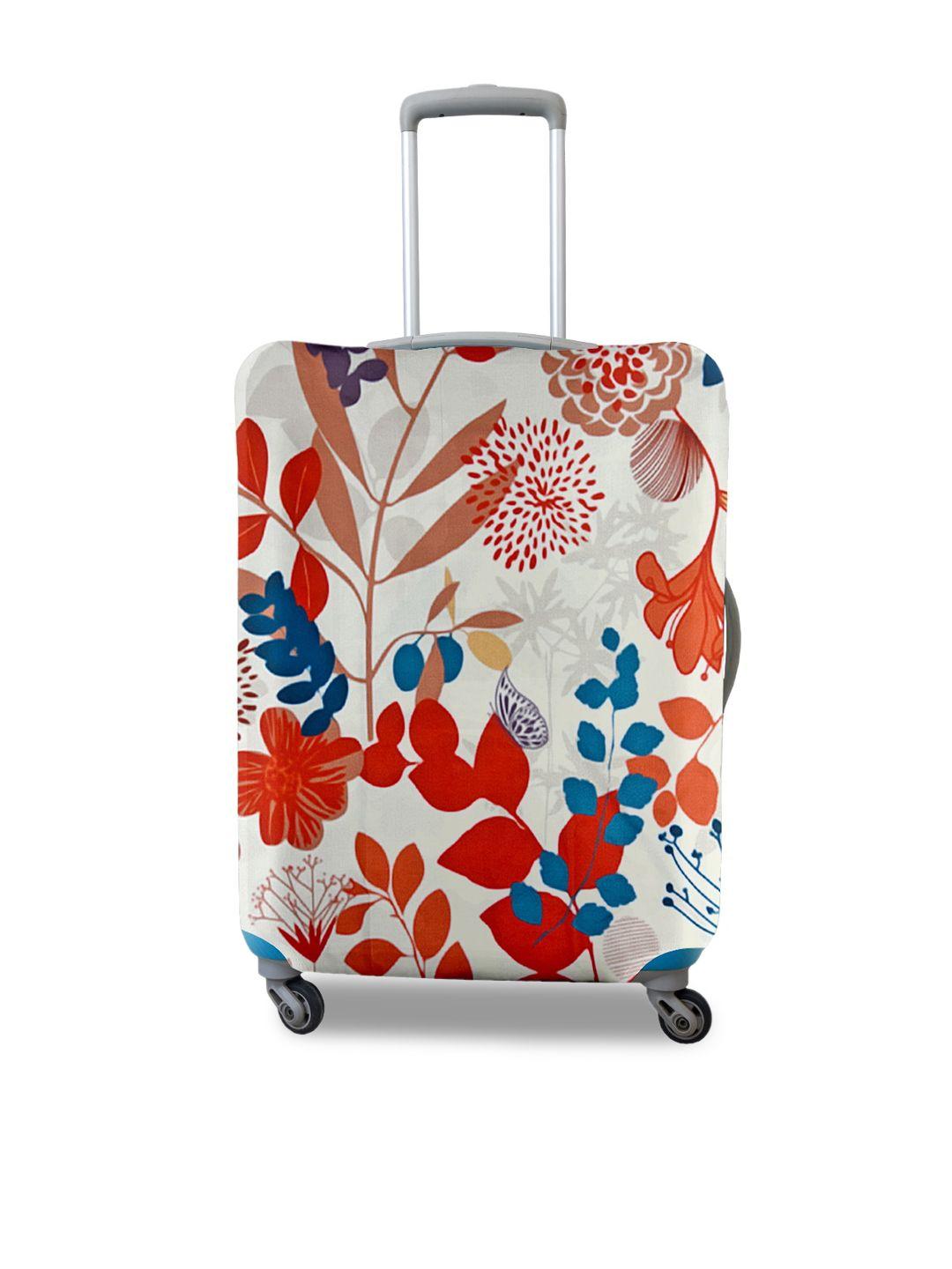 cortina white & orange printed protective large trolley bag cover