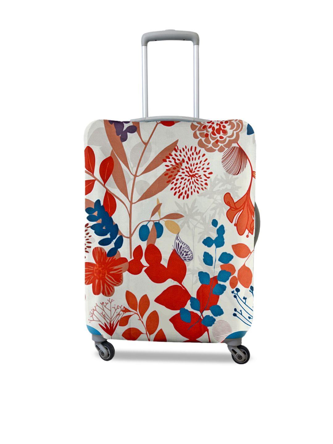 cortina white & red floral printed protective small trolley bag cover