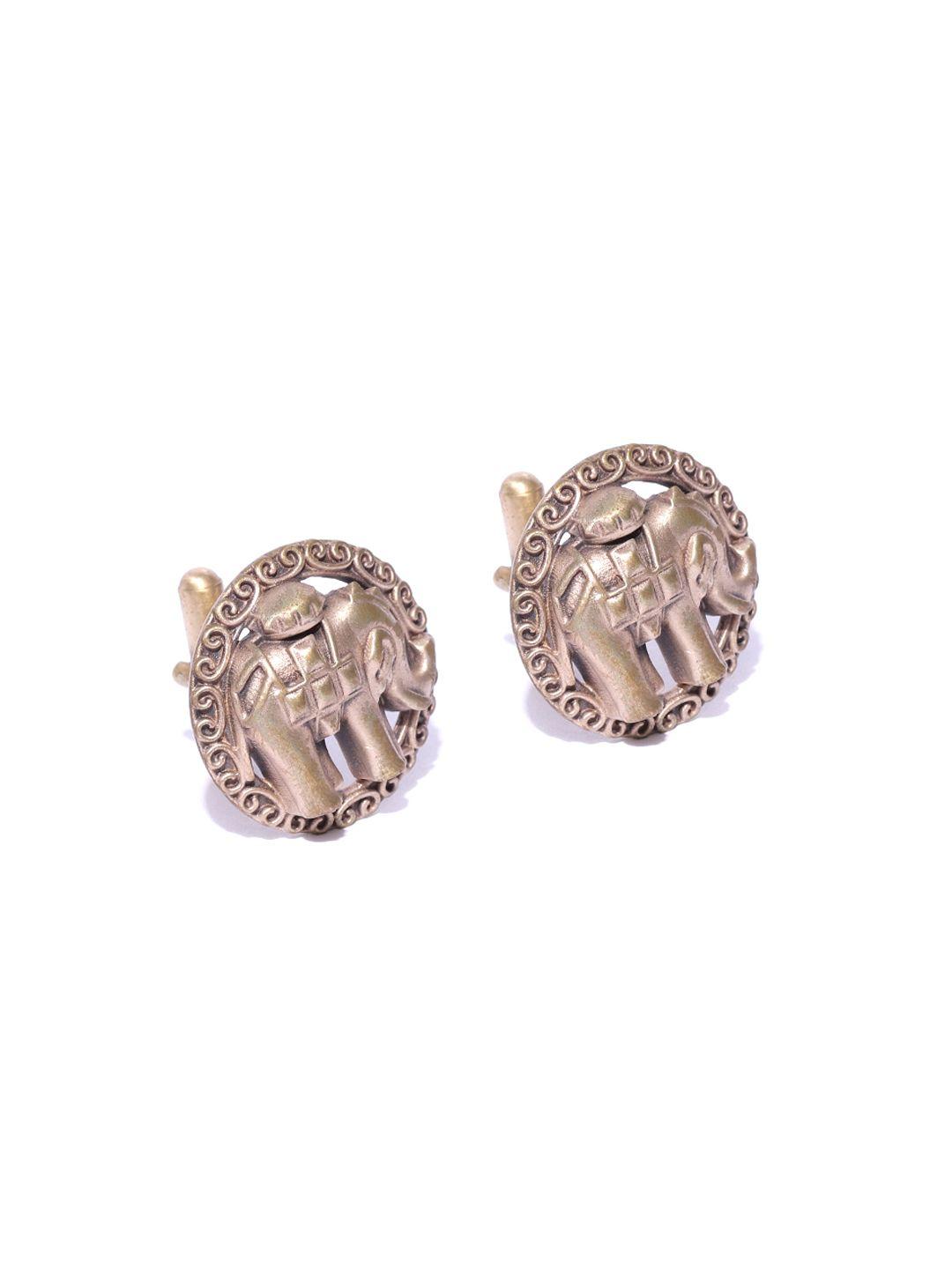 cosa nostraa antique gold-toned royal majesty textured cufflinks