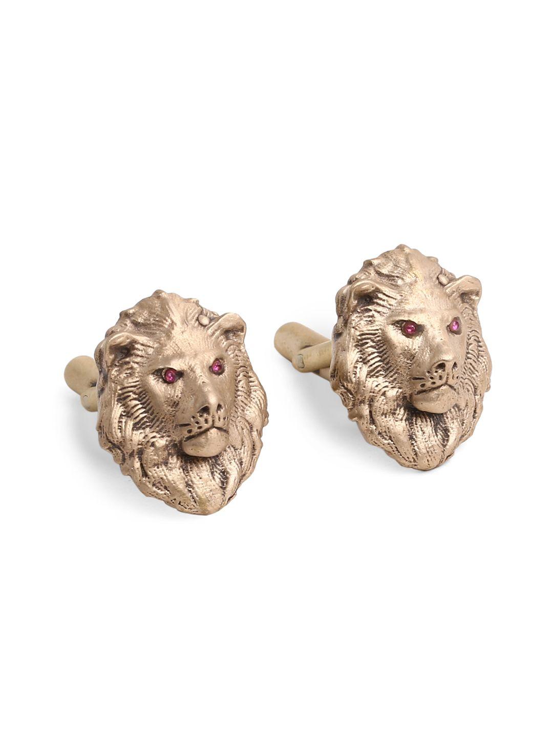 cosa nostraa antique gold-toned the lion king textured cufflinks