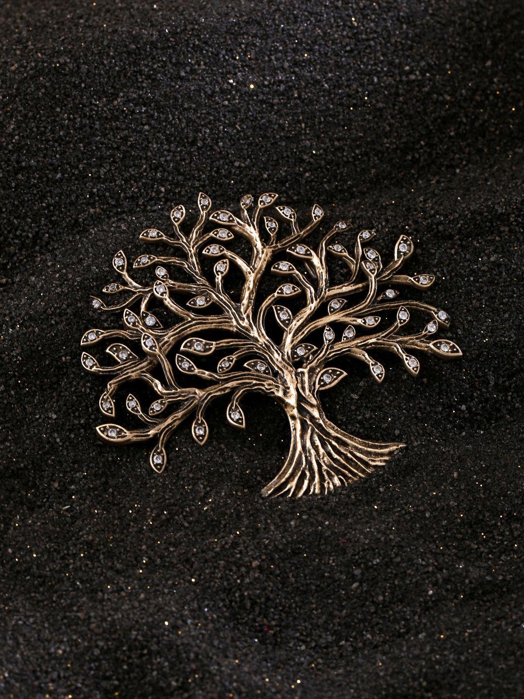 cosa nostraa gold-toned tree shaped brooch