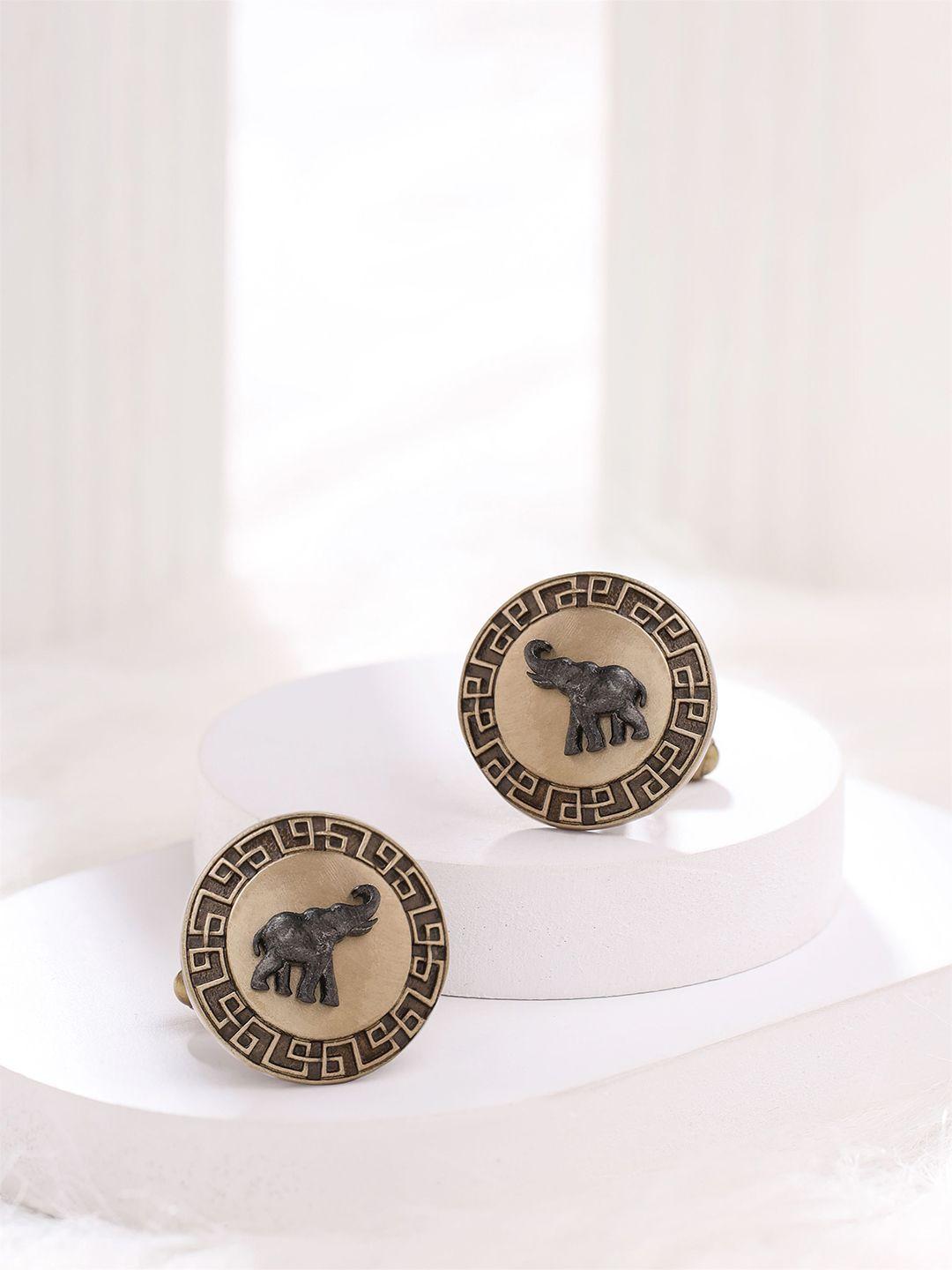 cosa nostraa gunmetal-toned & gold-toned cufflink