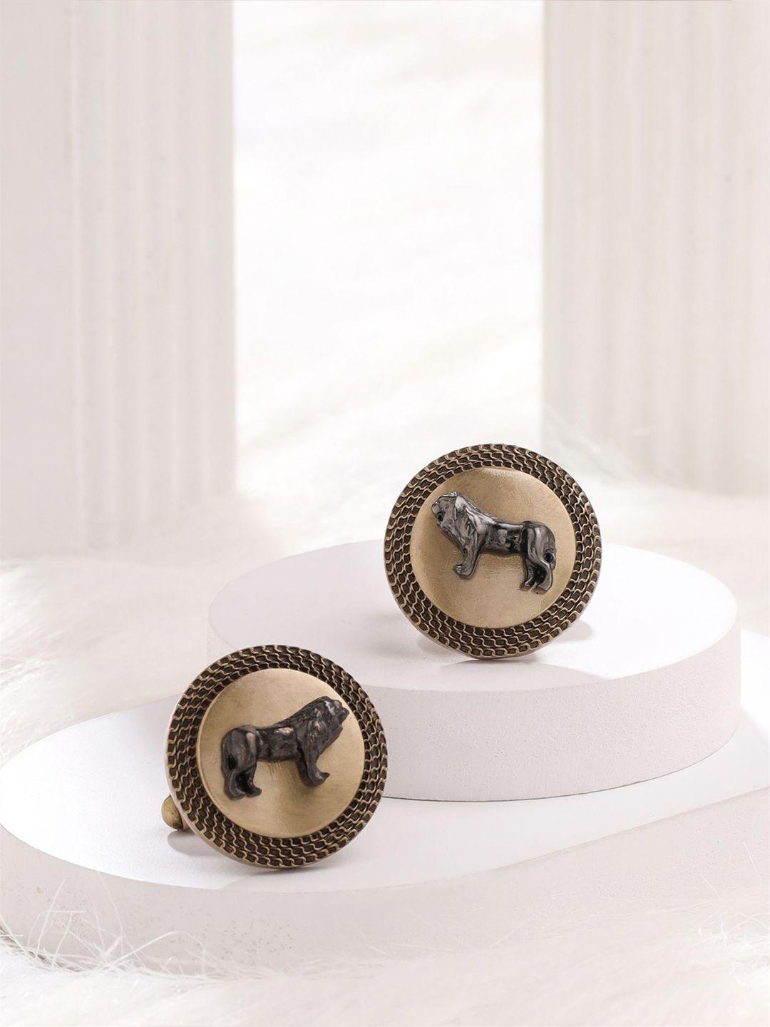 cosa nostraa gunmetal-toned & gold-toned cufflink