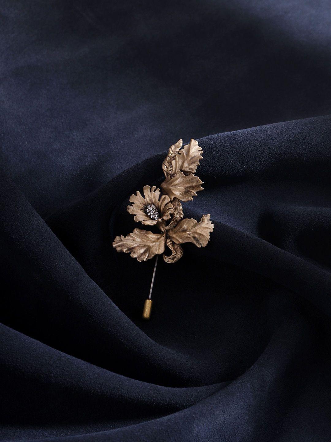 cosa nostraa men brass golden flower-charm lapel pin