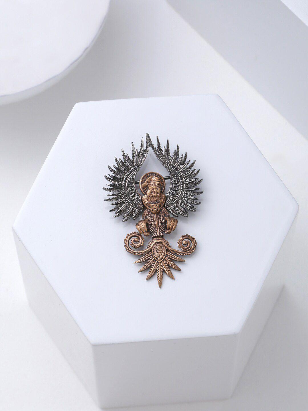 cosa nostraa men metallic-toned & copper-toned rising phoenix brooch