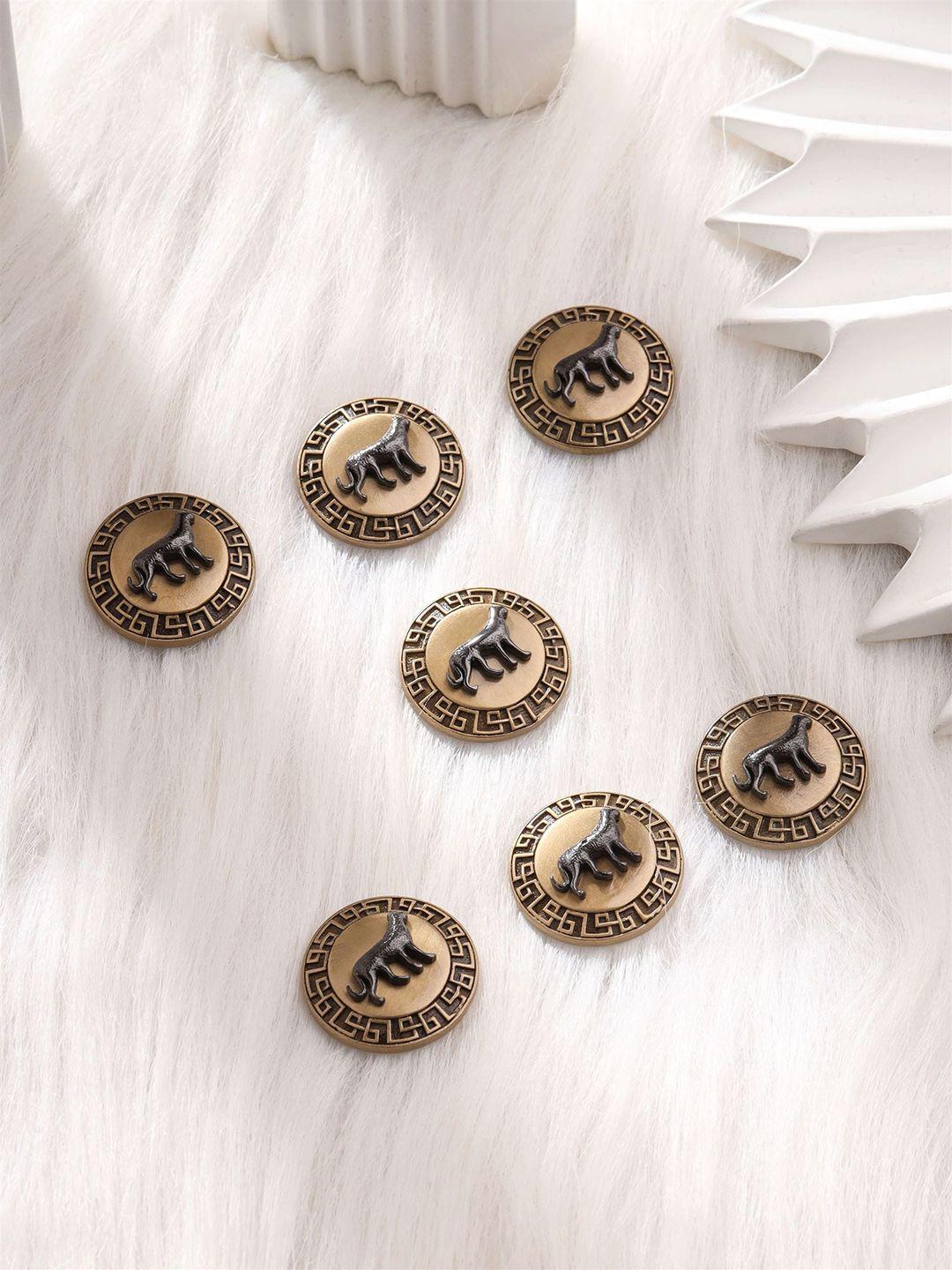 cosa nostraa men set of 7 gold-plated leopard design buttons