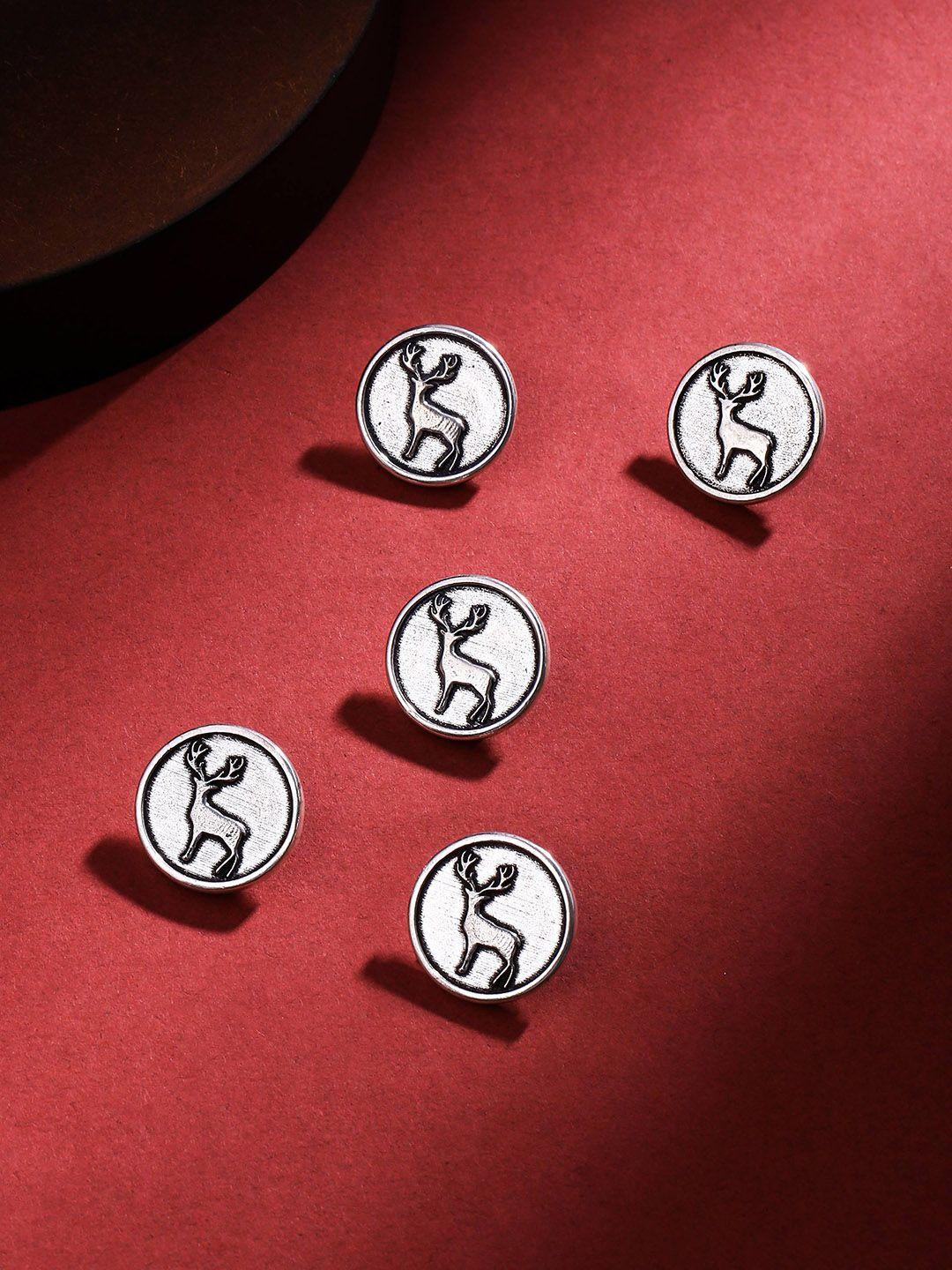cosa nostraa set of 5 circular daring deer textured buttons