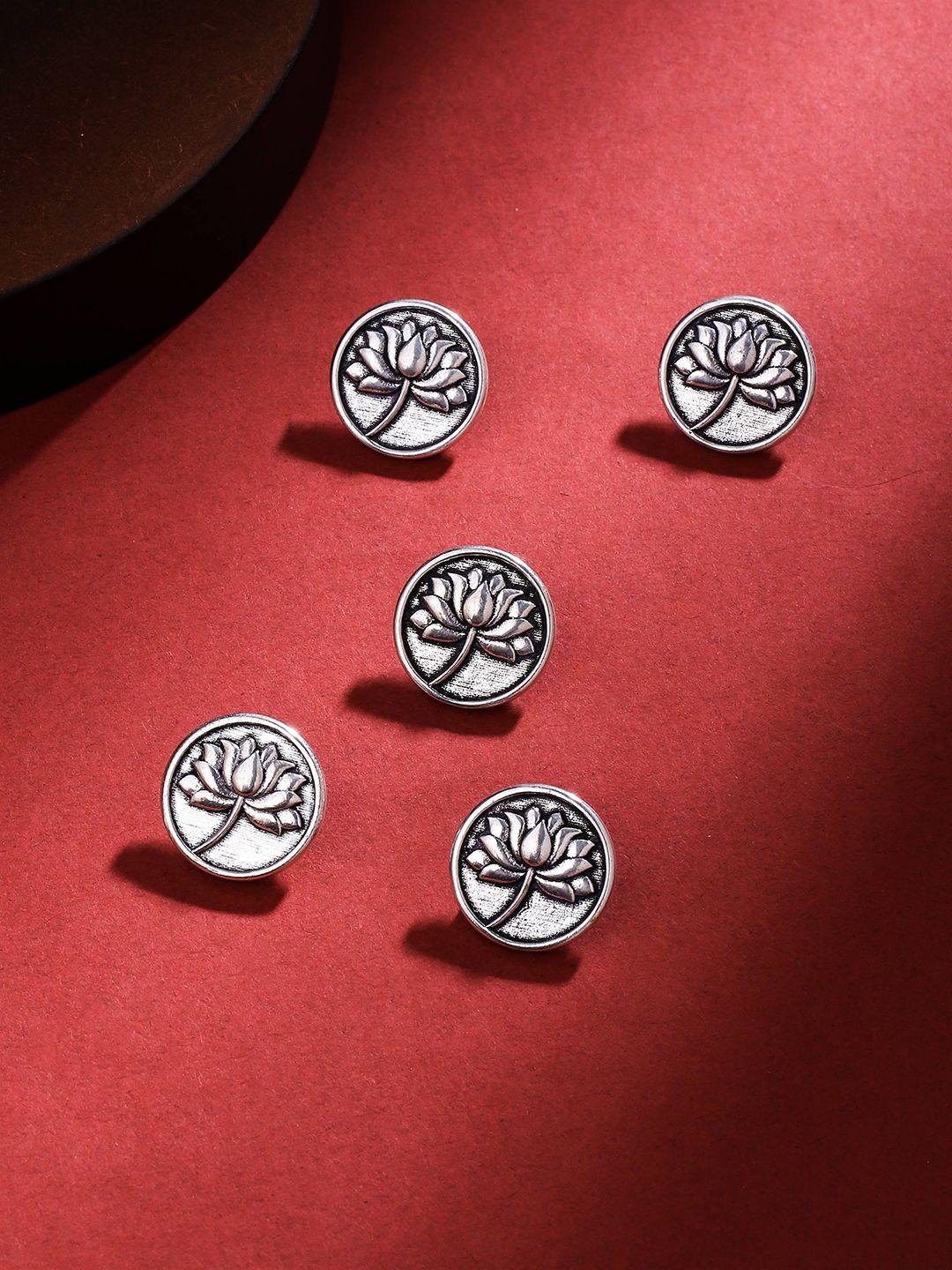 cosa nostraa set of 5 circular divine lotus textured buttons