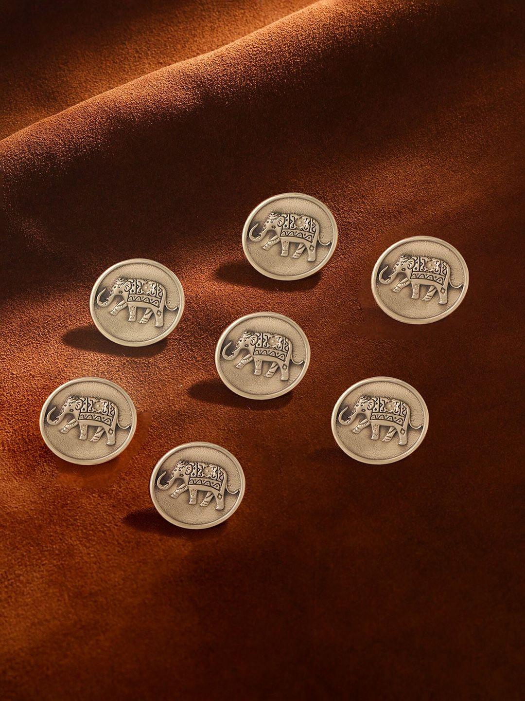 cosa nostraa set of 7 circular royal elephant textured buttons