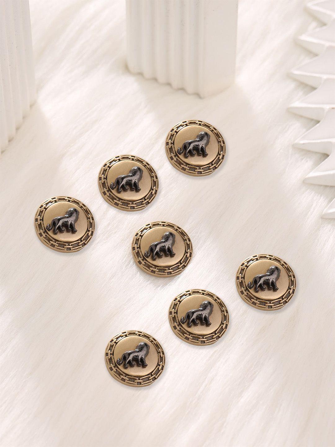 cosa nostraa set of 7 gold-plated lion design brooch