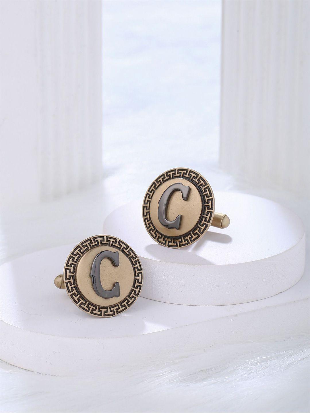 cosa nostraa textured alphabet cufflink