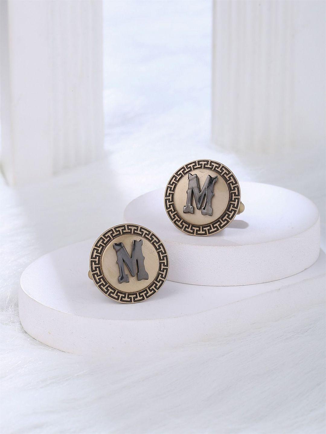 cosa nostraa textured alphabet cufflink