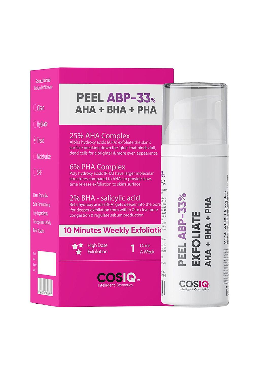 cosiq abp 33% high strength weekly exfoliating peeling solution for skin renewal - 30 ml