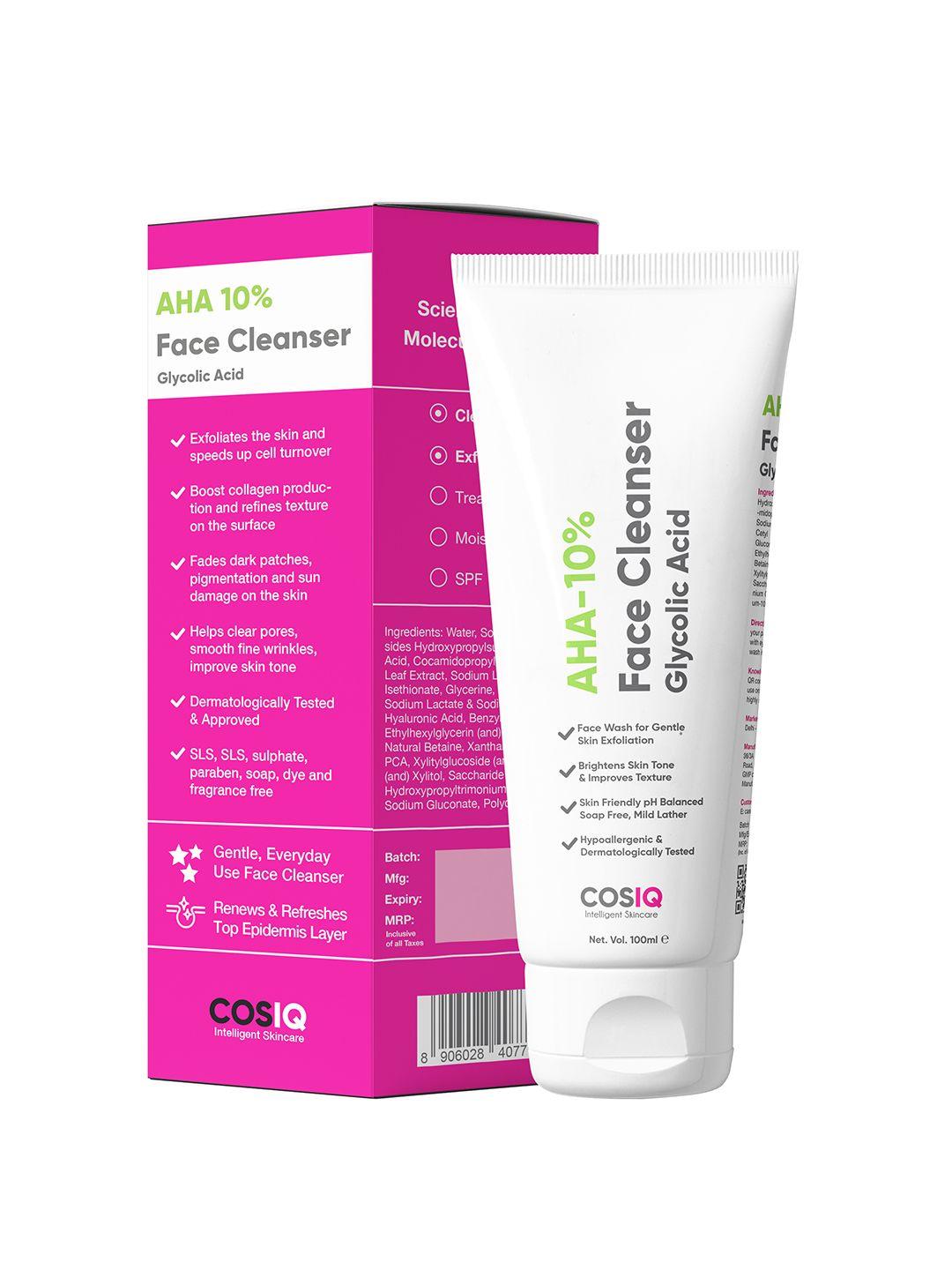 cosiq aha glycolic acid 10% glowing skin face wash -100ml