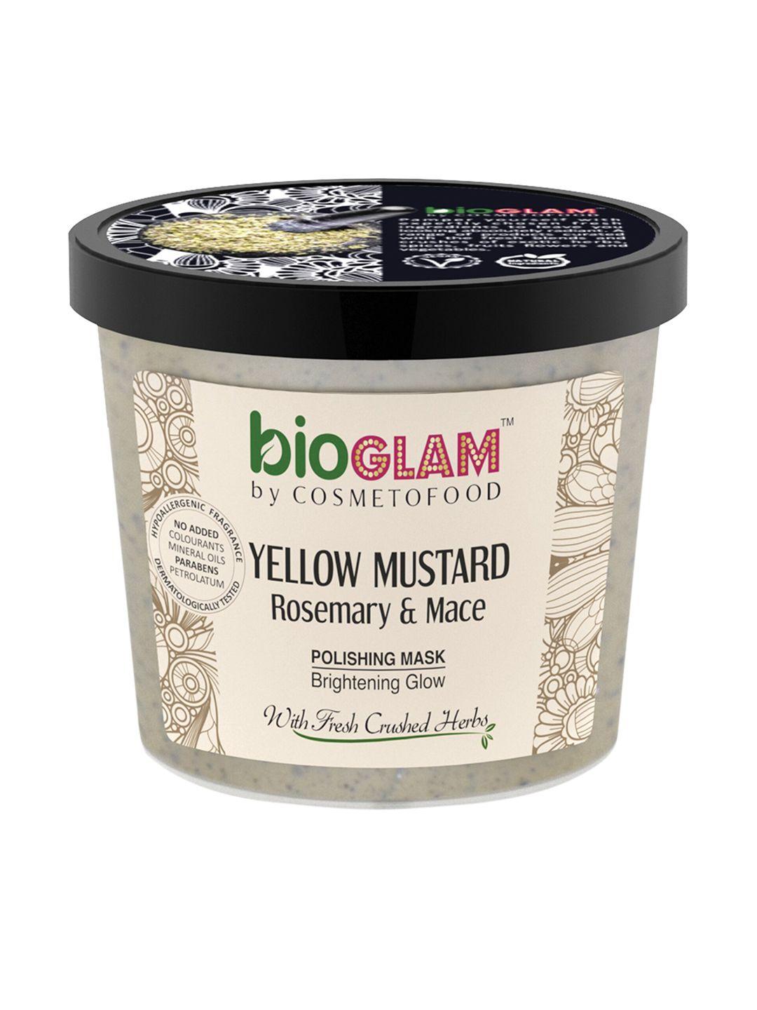 cosmetofood grey & off-white bioglam mustard rosemary & mace polishing mask brightening glow 100 ml