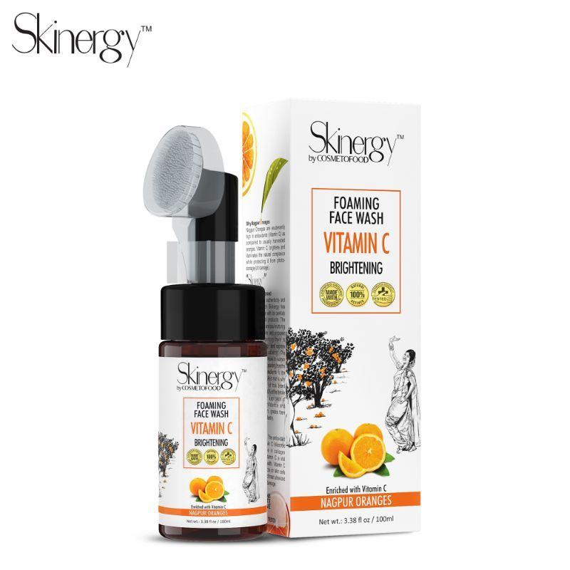 cosmetofood skinergy vitamin c foaming face wash with built-in face brush for deep cleansing