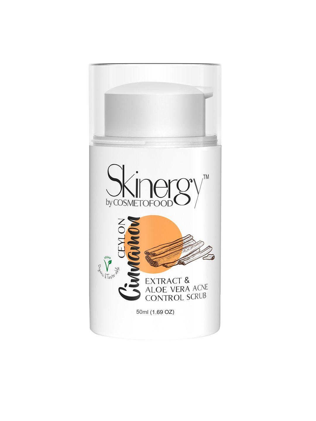 cosmetofood women white ceylon cinnamon extract & aloevera acne control scrub 50 ml