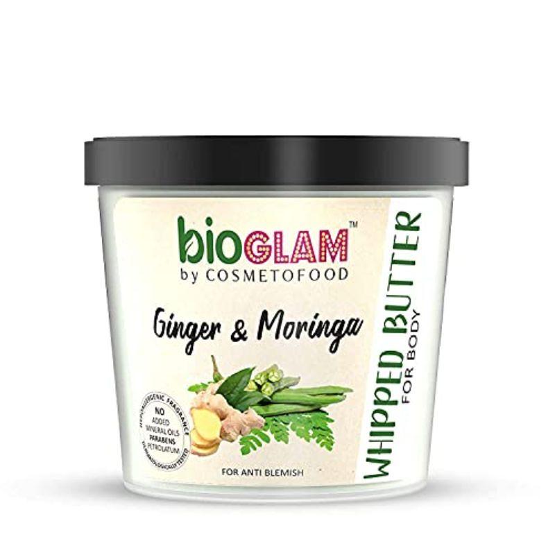 cosmetofood bioglam ginger & moringa whipped body butter for anti blemish & deep moisturization
