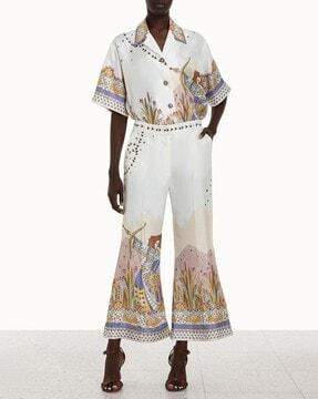 cosmic embroidered relaxed fit kick flared pants
