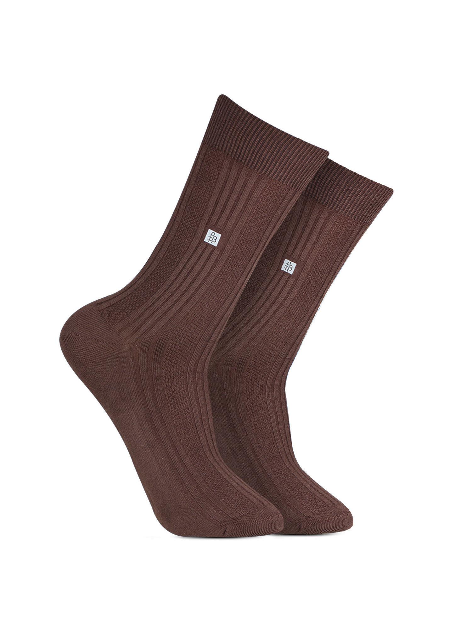 cosmic ribbed formal socks - brown
