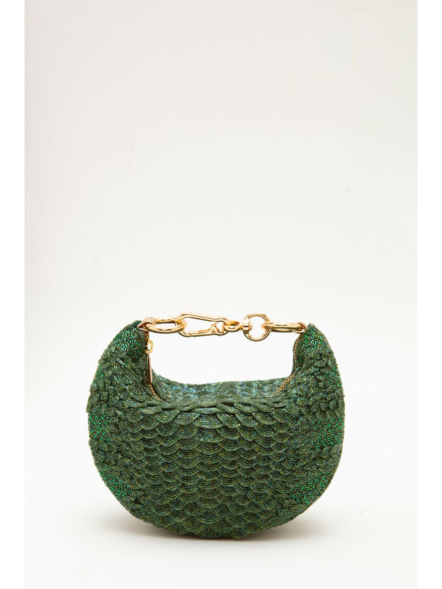 cosmos sage green embellished clutch