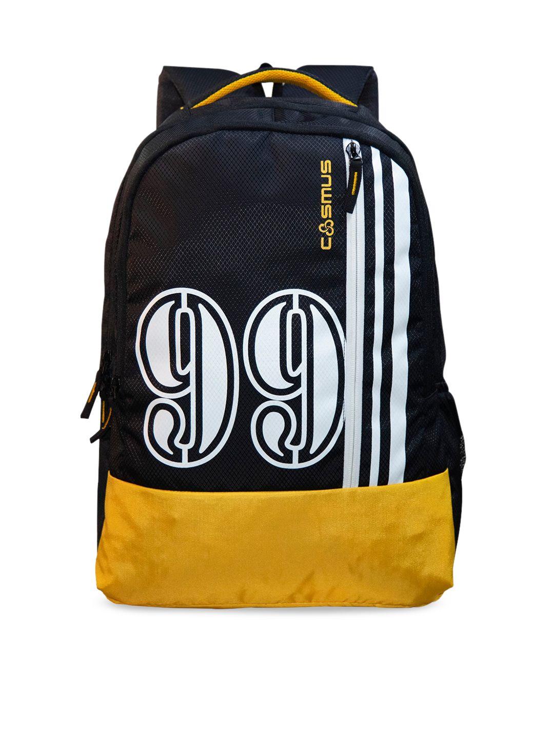 cosmus unisex black & yellow printed backpack