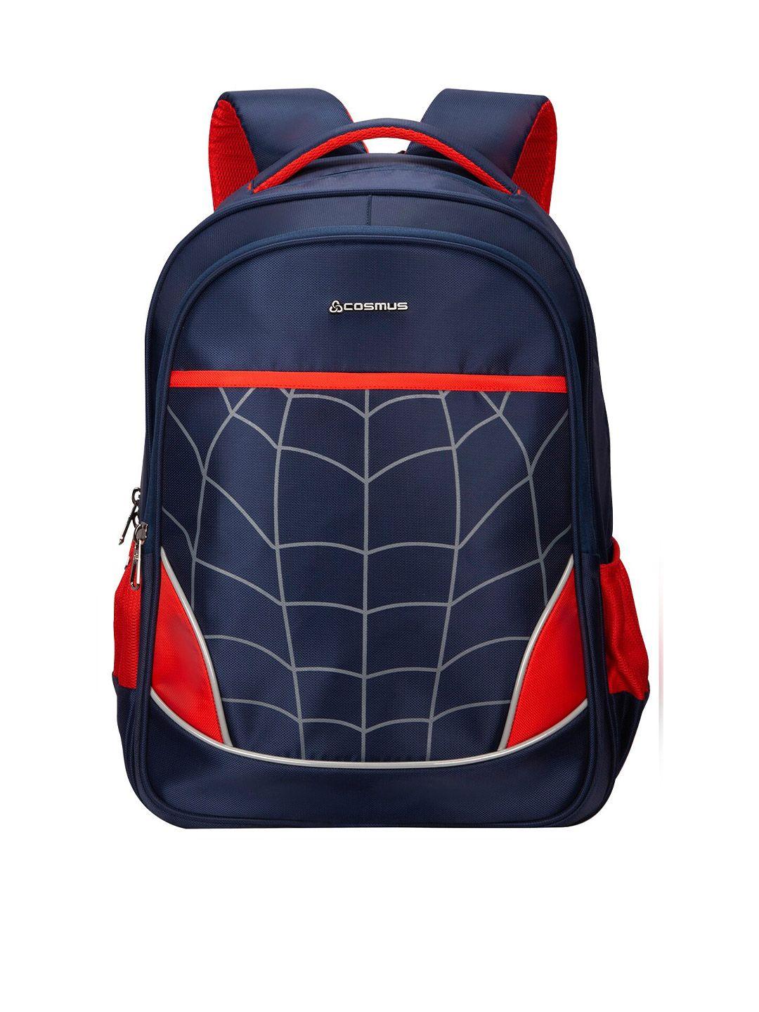 cosmus unisex navy blue & red graphic backpack