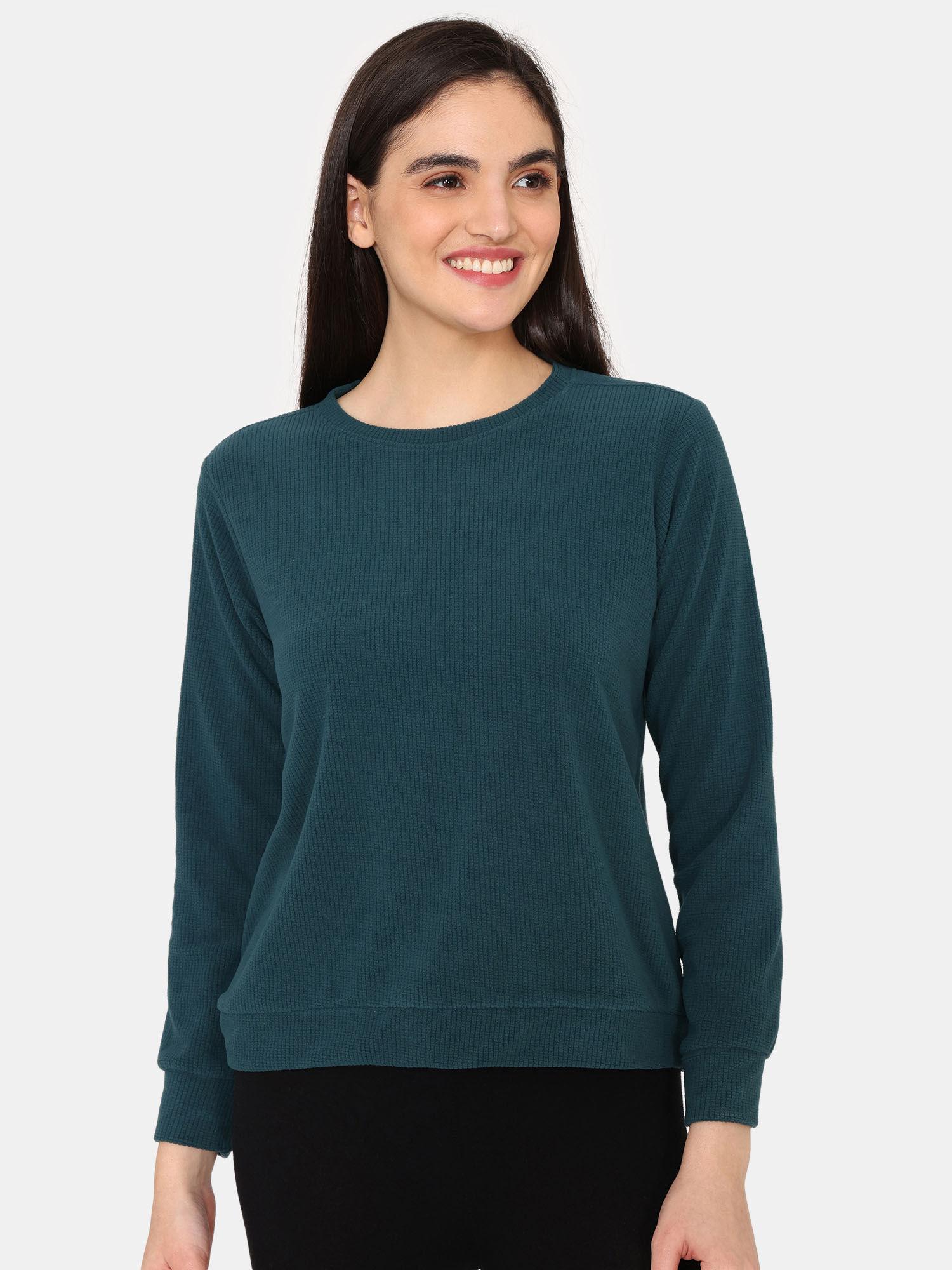 cosy rib knit poly sweatshirt - dark sea