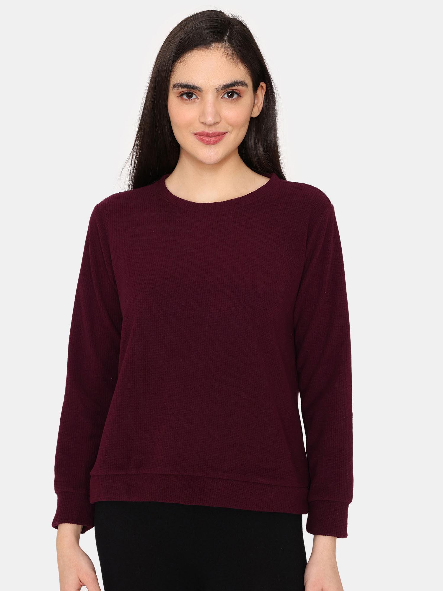 cosy rib knit poly sweatshirt - pickled beet