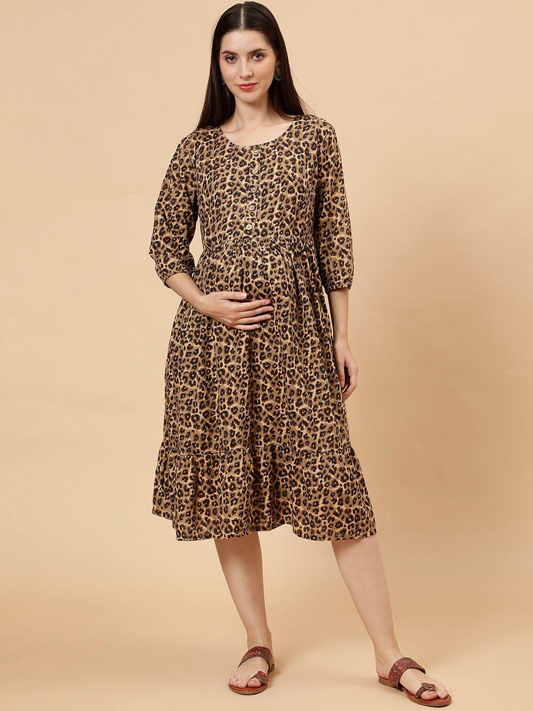 cot'n soft animal printed pure cotton fit & flare maternity dress