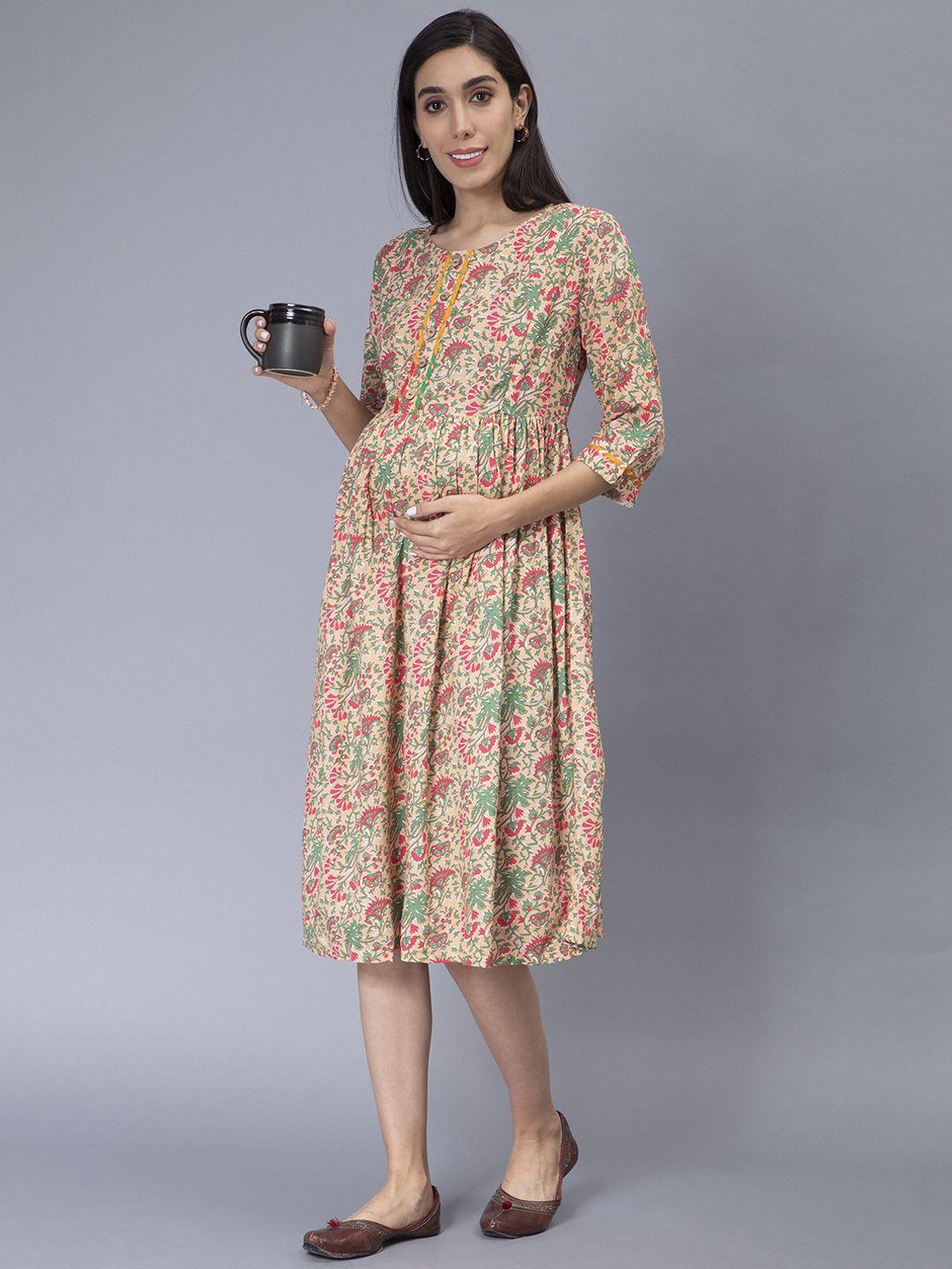 cot'n soft floral printed fit & flare maternity dress