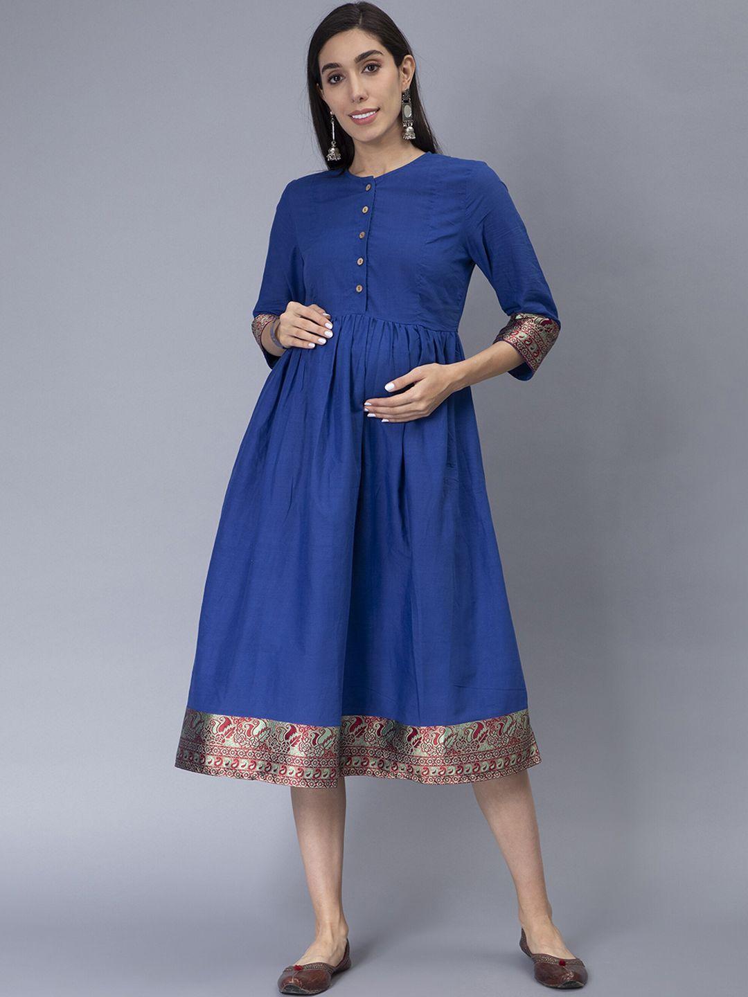 cot'n soft maternity ethnic motifs woven design fit & flare cotton dress