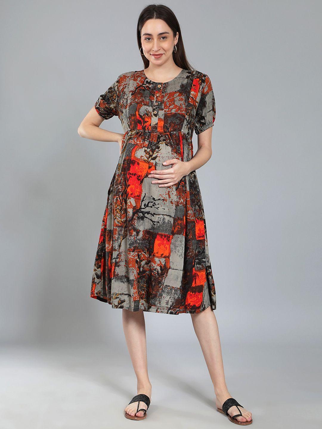 cot'n soft printed maternity fit & flare ethnic dress