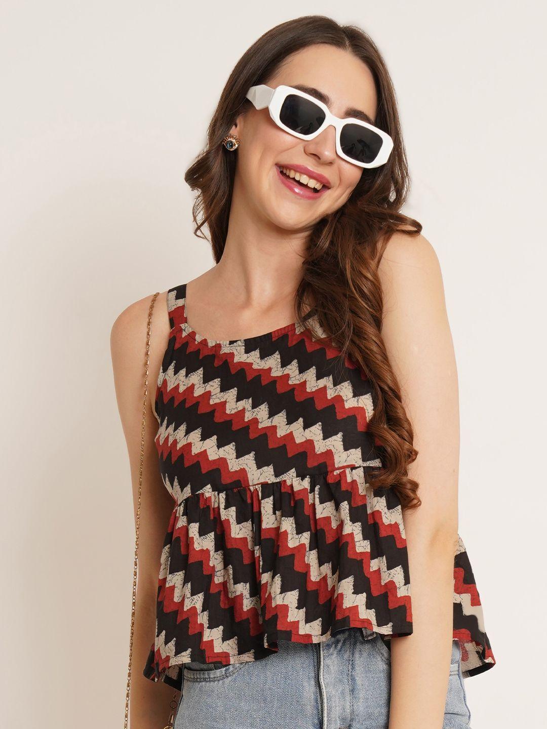cotland fashion multicoloured geometric print cotton top