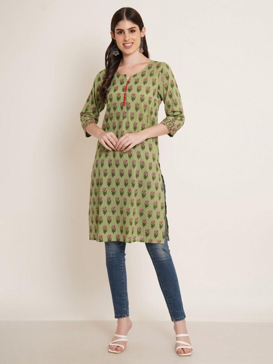 cotland fashion marwar majesty floral printed jaipuri cotton straight kurta