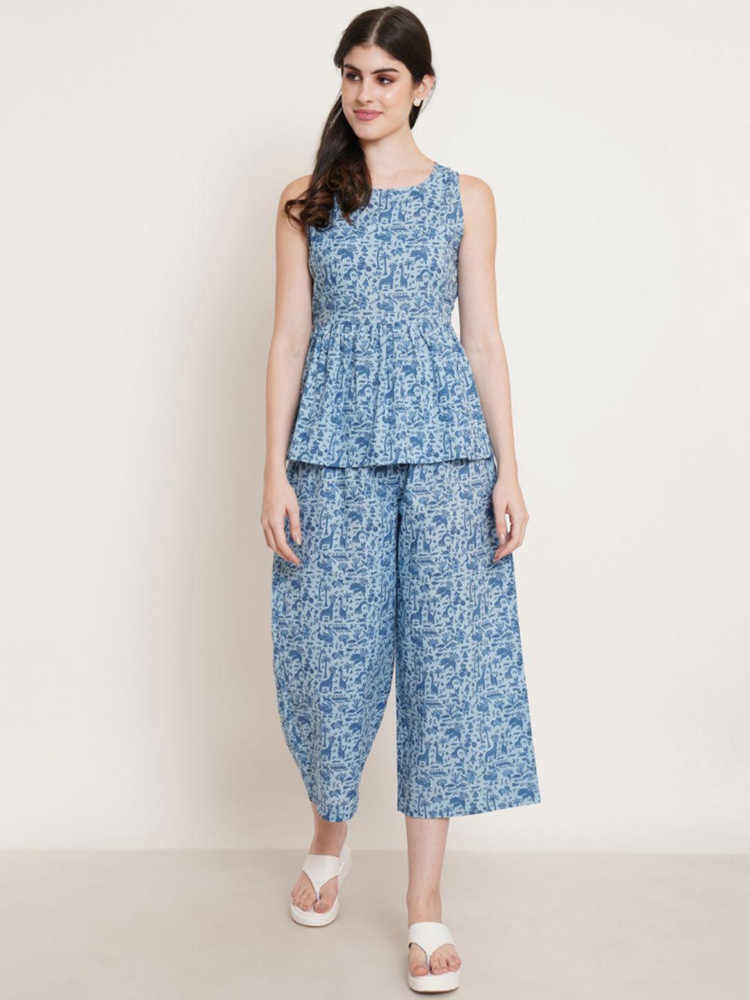 cotland fashion printed top with trousers co-ords