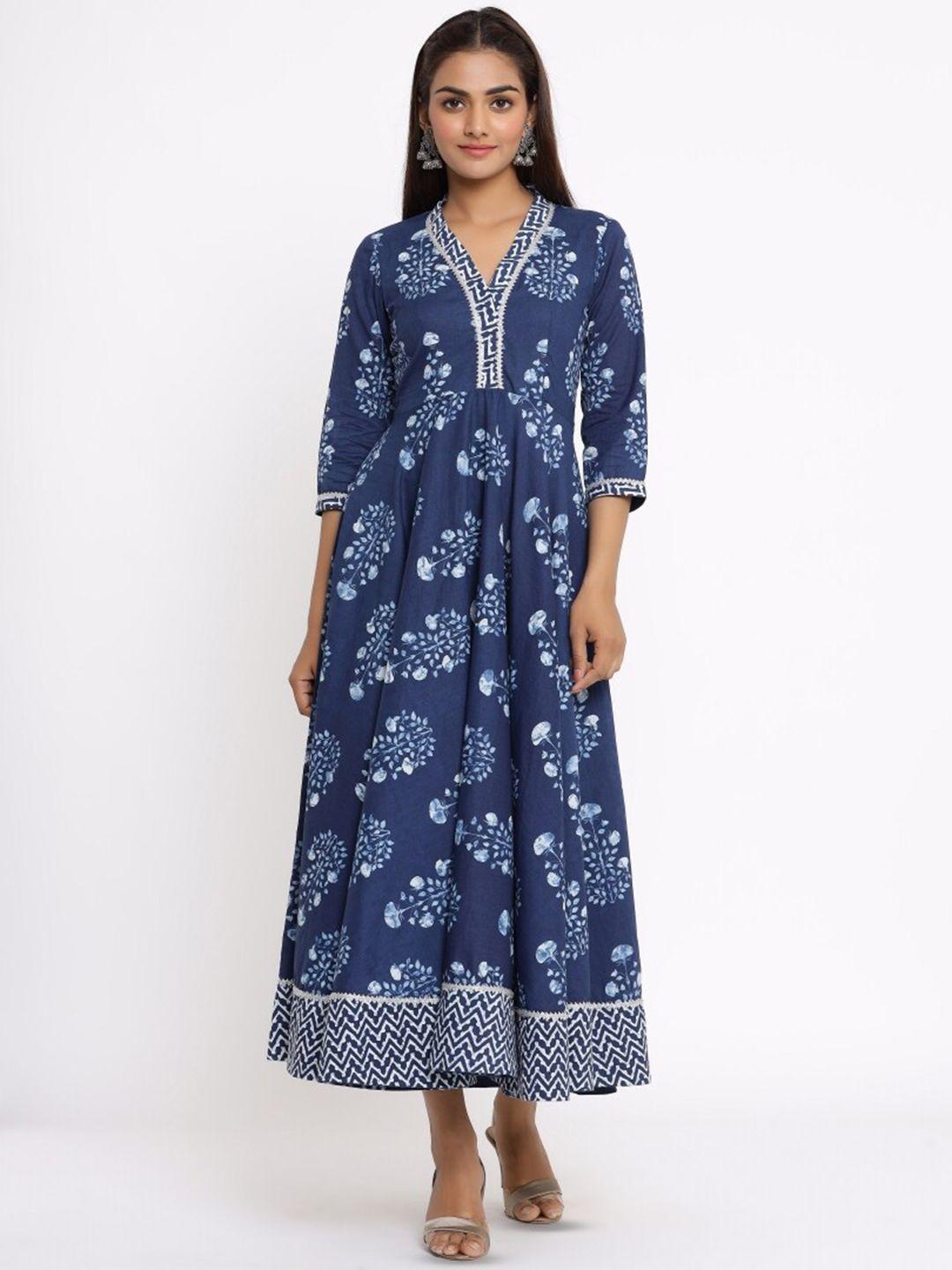 cotland fashion women floral printed gotta patti anarkali kurta