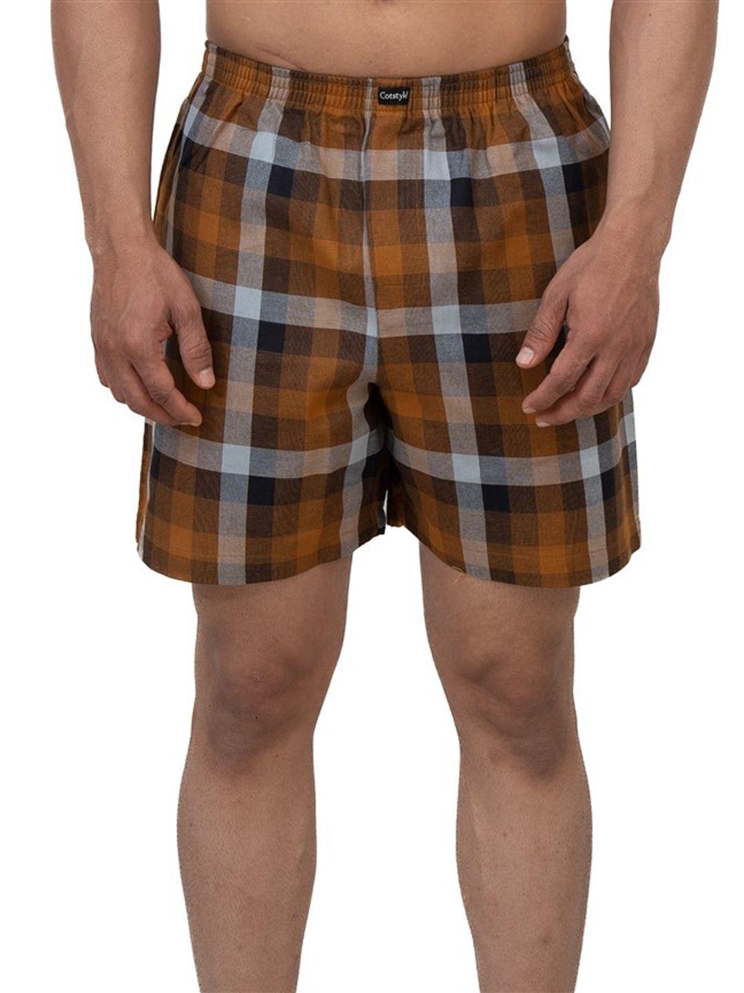cotstyle checked pure cotton boxer bxr_1017_red-s